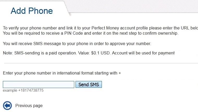 Perfect Money Account Add Phone